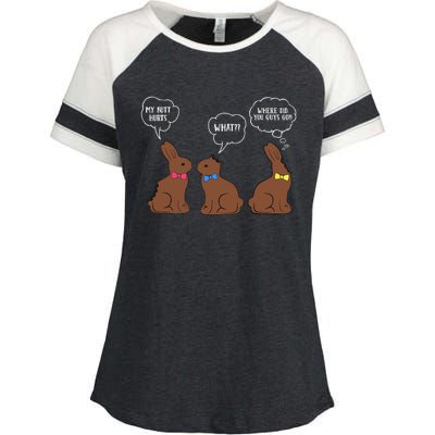 My Butt Hurts Chocolate Bunny Easter Funny Enza Ladies Jersey Colorblock Tee