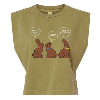 My Butt Hurts Chocolate Bunny Easter Funny Garment-Dyed Women's Muscle Tee