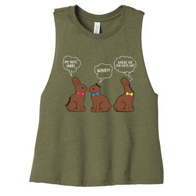 My Butt Hurts Chocolate Bunny Easter Funny Women's Racerback Cropped Tank