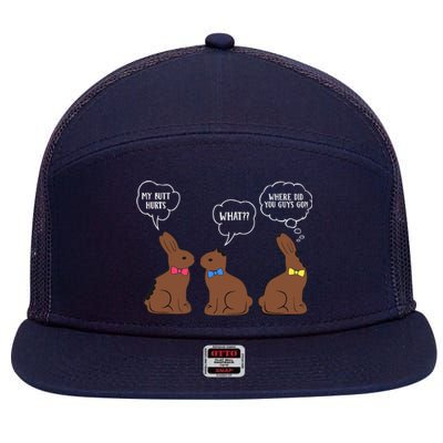 My Butt Hurts Chocolate Bunny Easter Funny 7 Panel Mesh Trucker Snapback Hat