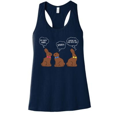 My Butt Hurts Chocolate Bunny Easter Funny Women's Racerback Tank