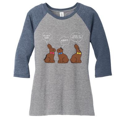 My Butt Hurts Chocolate Bunny Easter Funny Women's Tri-Blend 3/4-Sleeve Raglan Shirt