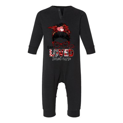 Messy Bun Hair One Loved School Nurse Valentines Day Gift Infant Fleece One Piece