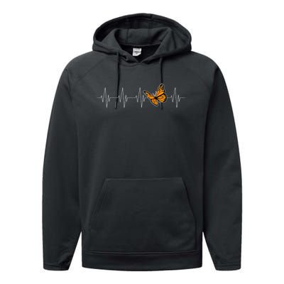 Monarch Butterflies Heartbeat Cute Milkweed Butterfly Lover Performance Fleece Hoodie