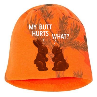 My Butt Hurts Chocolate Bunny Funny Easter Kati - Camo Knit Beanie