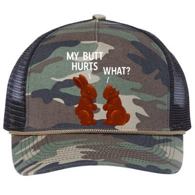 My Butt Hurts Chocolate Bunny Funny Easter Retro Rope Trucker Hat Cap