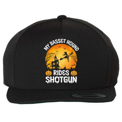 My Basset Hound Rides Shotgun Halloween Wool Snapback Cap