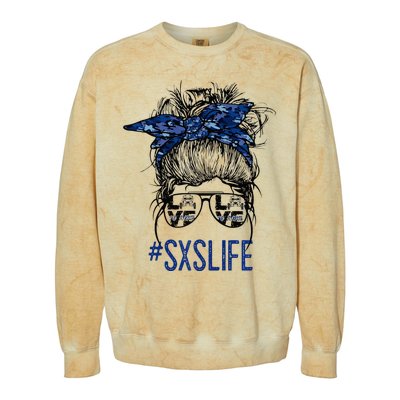 Messy Bun Hair SXS Life Side By Side Riders Girl Riding Gift Colorblast Crewneck Sweatshirt