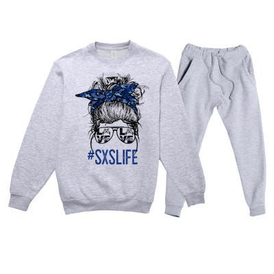 Messy Bun Hair SXS Life Side By Side Riders Girl Riding Gift Premium Crewneck Sweatsuit Set