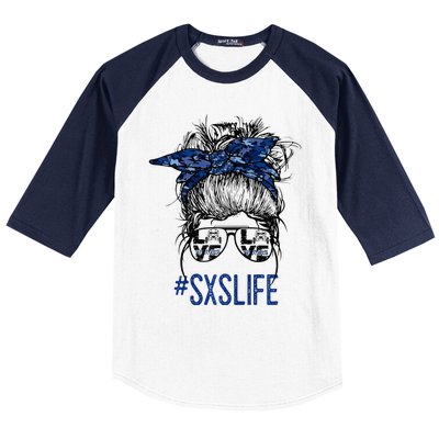 Messy Bun Hair SXS Life Side By Side Riders Girl Riding Gift Baseball Sleeve Shirt