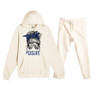 Messy Bun Hair SXS Life Side By Side Riders Girl Riding Gift Premium Hooded Sweatsuit Set