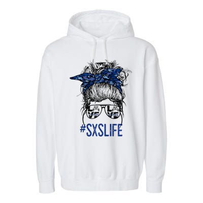 Messy Bun Hair SXS Life Side By Side Riders Girl Riding Gift Garment-Dyed Fleece Hoodie