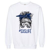 Messy Bun Hair SXS Life Side By Side Riders Girl Riding Gift Garment-Dyed Sweatshirt