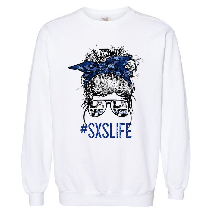 Messy Bun Hair SXS Life Side By Side Riders Girl Riding Gift Garment-Dyed Sweatshirt