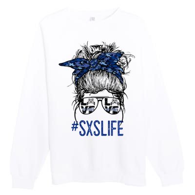 Messy Bun Hair SXS Life Side By Side Riders Girl Riding Gift Premium Crewneck Sweatshirt