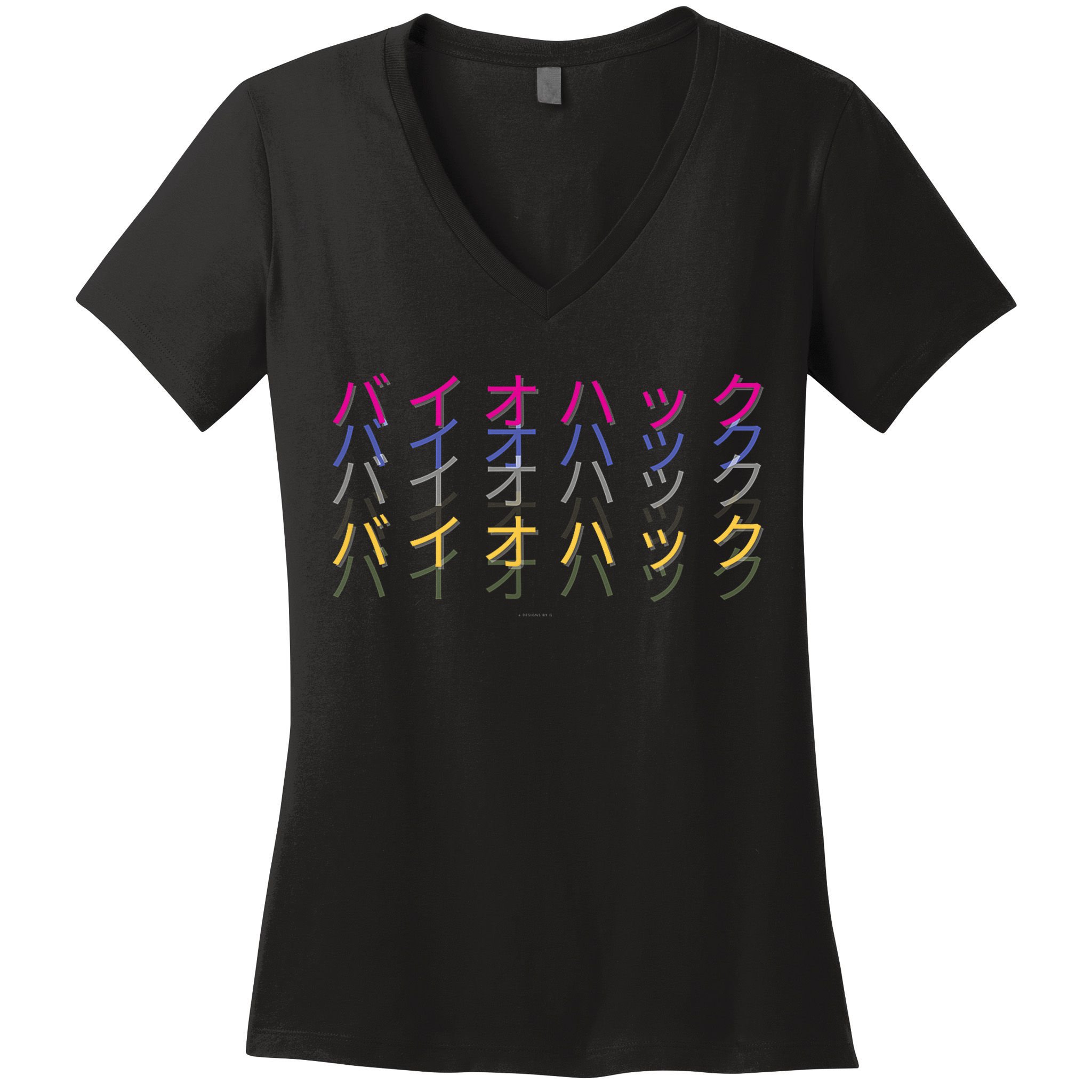 Matching Bio Hack Retro 1 OG - Japanese calligraphy Tokyo Women's V-Neck T-Shirt