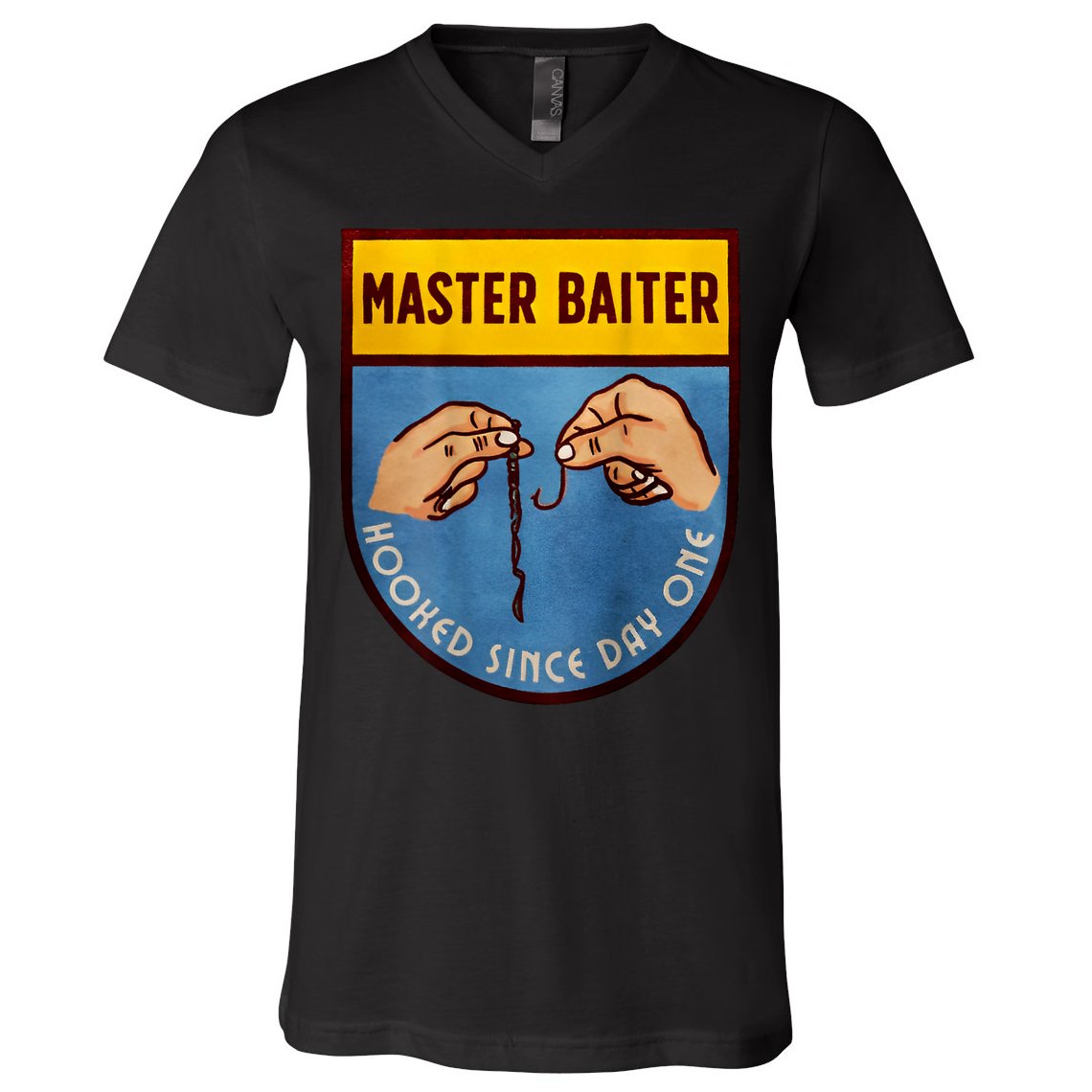 Master Baiter Hooked Since Day One V-Neck T-Shirt