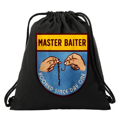 Master Baiter Hooked Since Day One Drawstring Bag