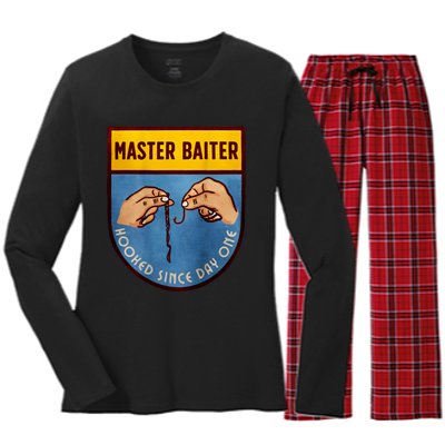 Master Baiter Hooked Since Day One Women's Long Sleeve Flannel Pajama Set 