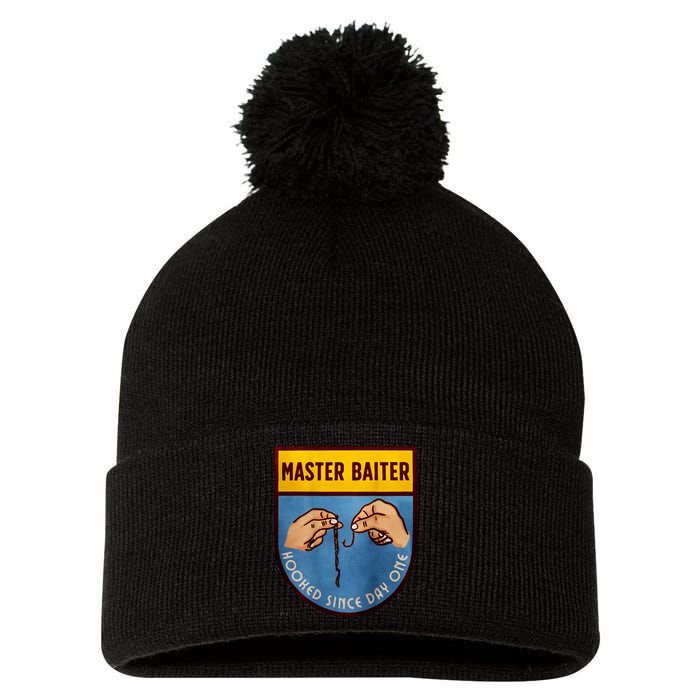 Master Baiter Hooked Since Day One Pom Pom 12in Knit Beanie