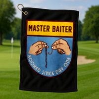 Master Baiter Hooked Since Day One Golf Towel