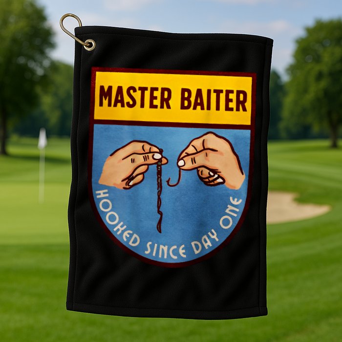 Master Baiter Hooked Since Day One Golf Towel