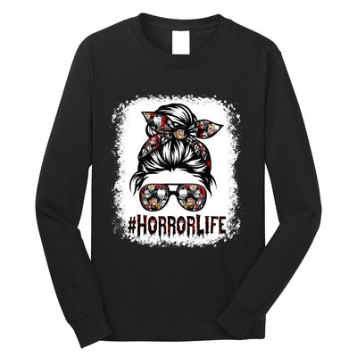 Messy Bun Horror Horror Halloween Movie Horror Mom Long Sleeve Shirt