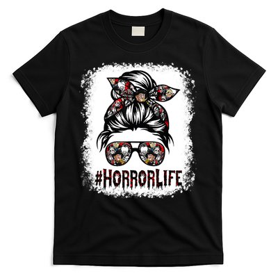 Messy Bun Horror Horror Halloween Movie Horror Mom T-Shirt