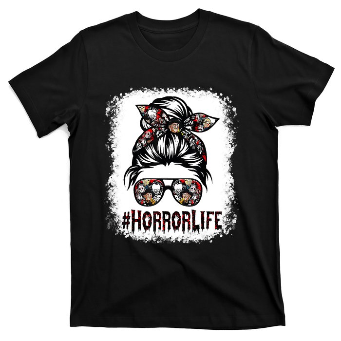 Messy Bun Horror Horror Halloween Movie Horror Mom T-Shirt