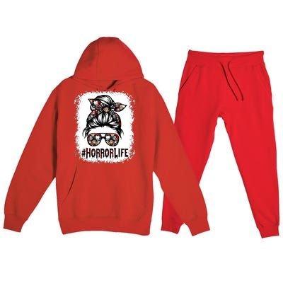 Messy Bun Horror Horror Halloween Movie Horror Mom Premium Hooded Sweatsuit Set