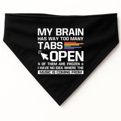 My Brain Has Way Too Y Tabs Open Software Developer Nerd Cool Gift USA-Made Doggie Bandana