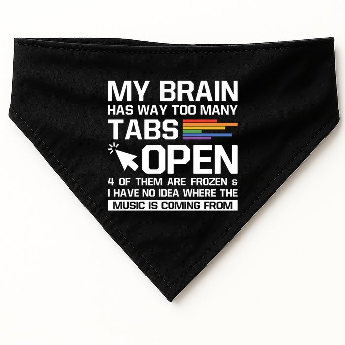 My Brain Has Way Too Y Tabs Open Software Developer Nerd Cool Gift USA-Made Doggie Bandana