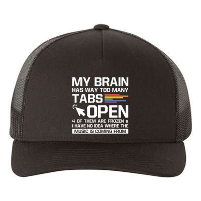My Brain Has Way Too Y Tabs Open Software Developer Nerd Cool Gift Yupoong Adult 5-Panel Trucker Hat
