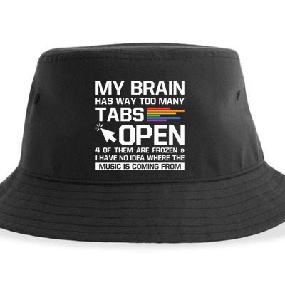 My Brain Has Way Too Y Tabs Open Software Developer Nerd Cool Gift Sustainable Bucket Hat