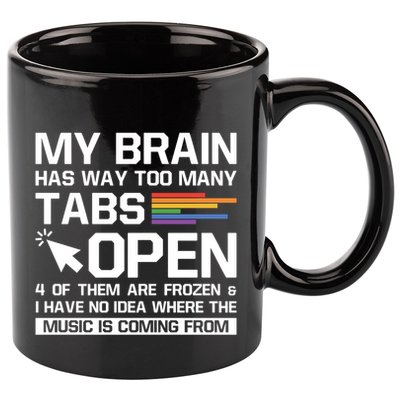 My Brain Has Way Too Y Tabs Open Software Developer Nerd Cool Gift 11oz C Handle Ceramic Mug