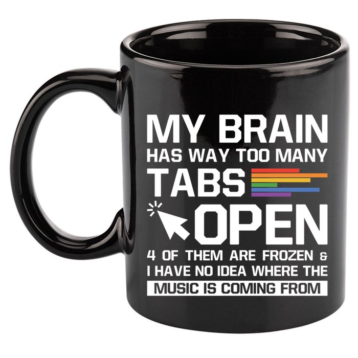 My Brain Has Way Too Y Tabs Open Software Developer Nerd Cool Gift 11oz C Handle Ceramic Mug
