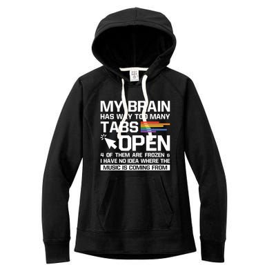 My Brain Has Way Too Y Tabs Open Software Developer Nerd Cool Gift Women's Fleece Hoodie