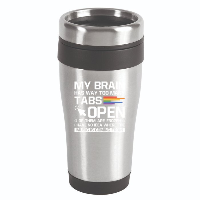 My Brain Has Way Too Y Tabs Open Software Developer Nerd Cool Gift 16oz Travel Tumbler