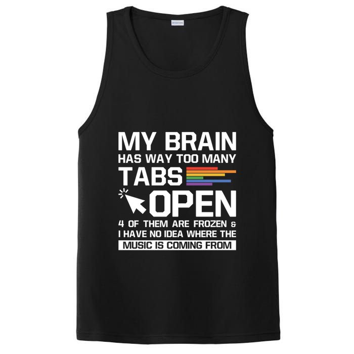 My Brain Has Way Too Y Tabs Open Software Developer Nerd Cool Gift PosiCharge Competitor Tank