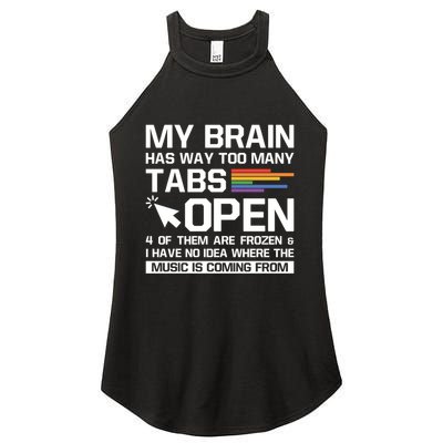 My Brain Has Way Too Y Tabs Open Software Developer Nerd Cool Gift Women's Perfect Tri Rocker Tank