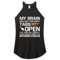 My Brain Has Way Too Y Tabs Open Software Developer Nerd Cool Gift Women's Perfect Tri Rocker Tank