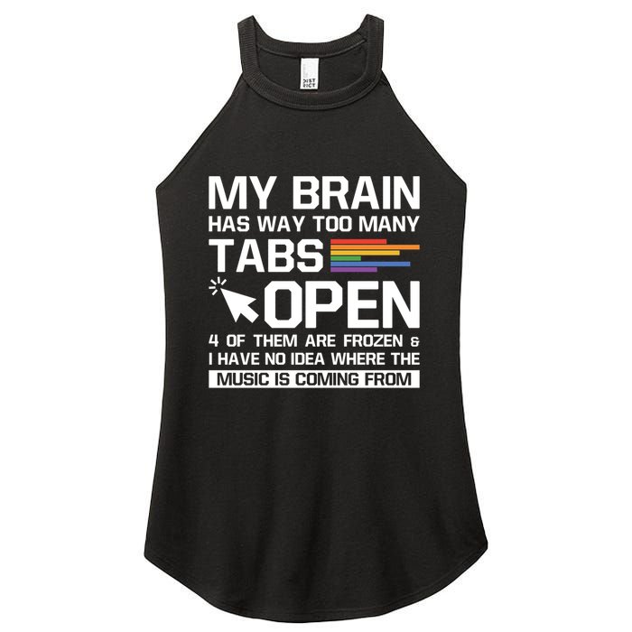 My Brain Has Way Too Y Tabs Open Software Developer Nerd Cool Gift Women's Perfect Tri Rocker Tank