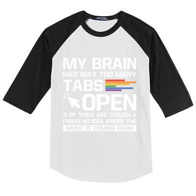 My Brain Has Way Too Y Tabs Open Software Developer Nerd Cool Gift Kids Colorblock Raglan Jersey