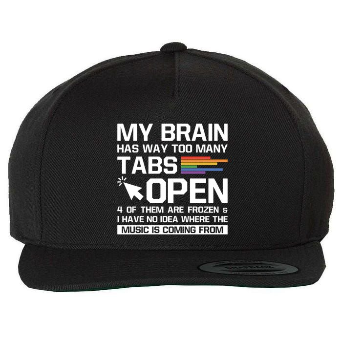 My Brain Has Way Too Y Tabs Open Software Developer Nerd Cool Gift Wool Snapback Cap
