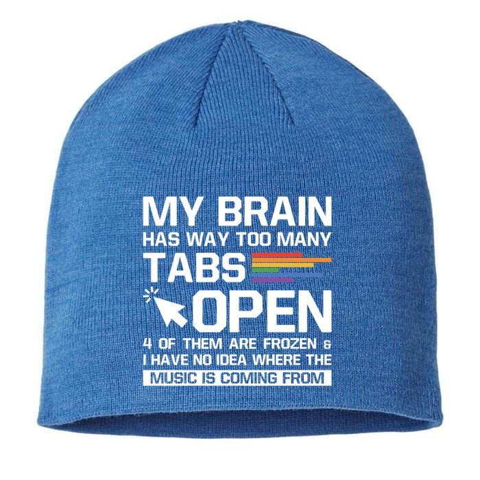 My Brain Has Way Too Y Tabs Open Software Developer Nerd Cool Gift Sustainable Beanie