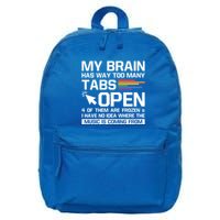 My Brain Has Way Too Y Tabs Open Software Developer Nerd Cool Gift 16 in Basic Backpack