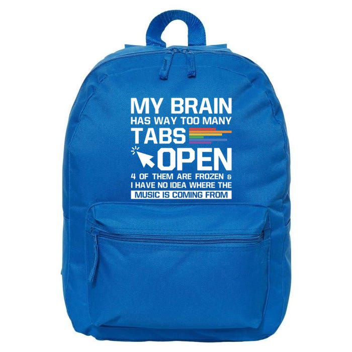 My Brain Has Way Too Y Tabs Open Software Developer Nerd Cool Gift 16 in Basic Backpack