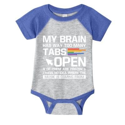 My Brain Has Way Too Y Tabs Open Software Developer Nerd Cool Gift Infant Baby Jersey Bodysuit