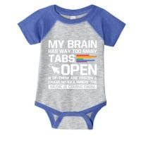 My Brain Has Way Too Y Tabs Open Software Developer Nerd Cool Gift Infant Baby Jersey Bodysuit