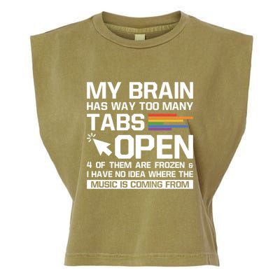 My Brain Has Way Too Y Tabs Open Software Developer Nerd Cool Gift Garment-Dyed Women's Muscle Tee